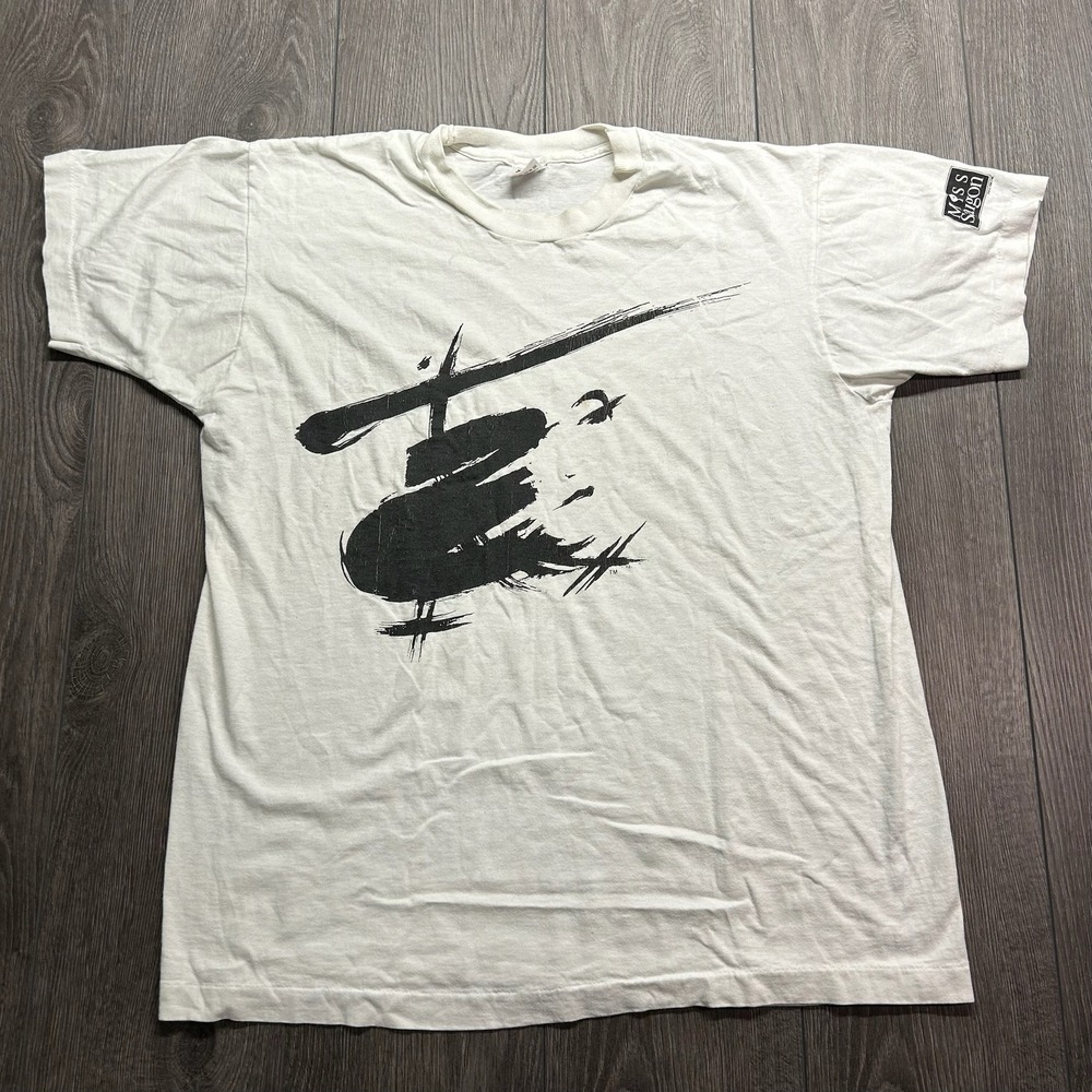 Vintage Miss Saigon Musical T-Shirt XL White 1989 Broadway Helicopter Graphic